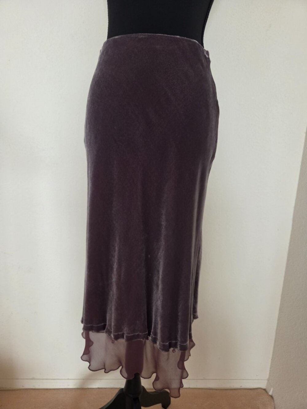 Anthropology - Aquarius Plumb Velvet Skirt with Silk Rubble and Briolette Beads